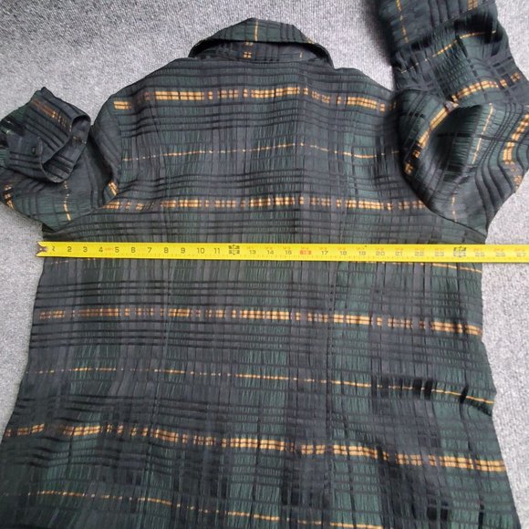 CJ Banks Jacket Womens Size XL Full Zip Gray Plaid Button Stretch Crinkle Long - Picture 6 of 9